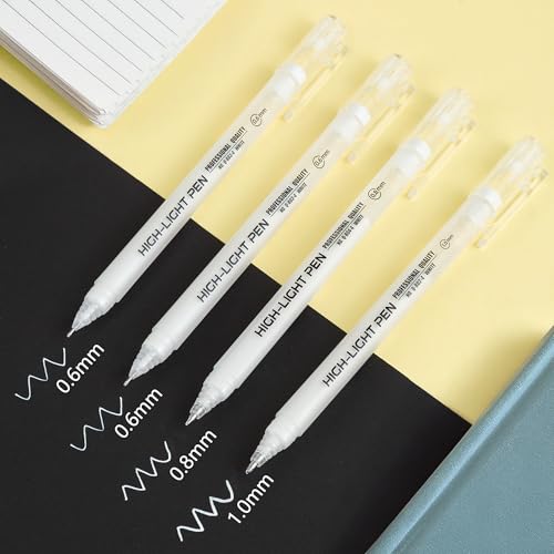 Qionew White Gel Pens,Opaque White Ink Pens for Black Paper Drawing,4 Pack