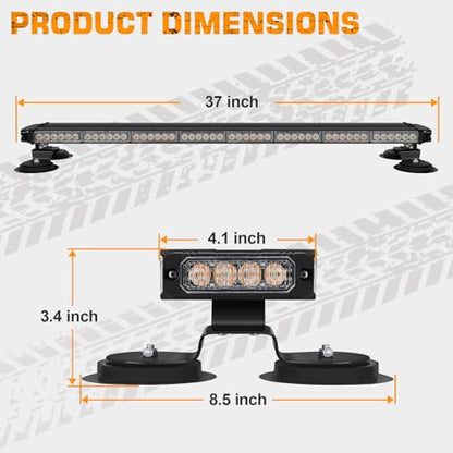 XRIDONSEN 37" 104 LED Roof Strobe Light Bar Amber White Warning Lights - color: Amber/White