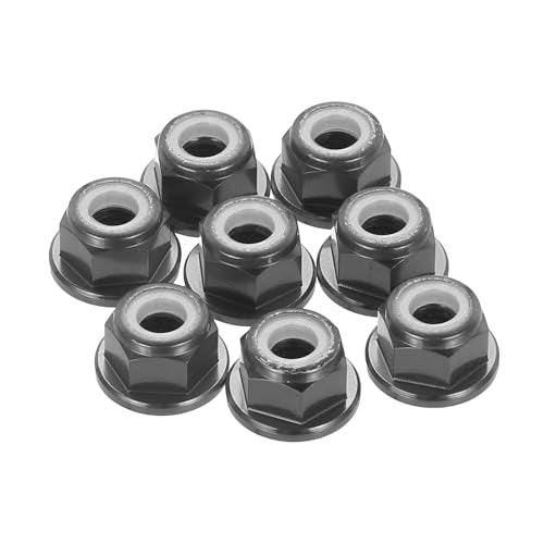 MECCANIXITY 8 Pcs M4 Flange Lock Nuts, Aluminum Nylon Locking Nuts, M4 x 0.7mm Hex Locking Serrated Nuts for RC Drone Quadcopter Motor Prop Adapter Fasteners, Gray - color: Gray, size: M4x0.7mm