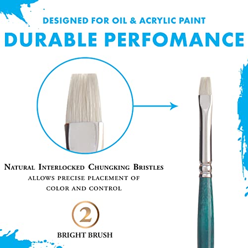 Princeton Ashley Brushes Series 5200, Chungking Bristle, Bright Size 2 - color: Blue Green, size: Size 2
