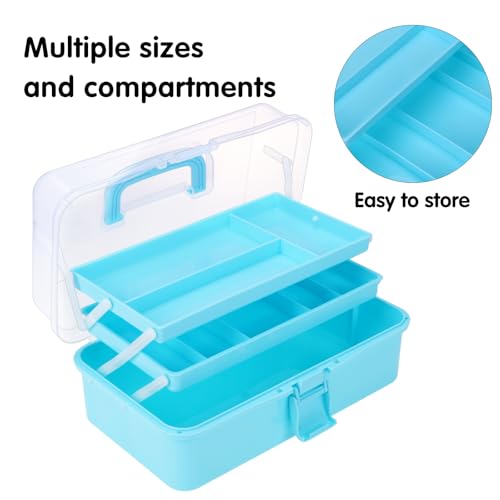 Tackle Box, 3-Layer Craft Sewing Medicine Art Hair Tool Organizer Blue - color: Blue