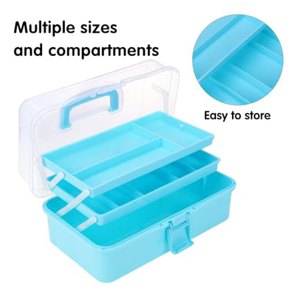 Tackle Box, 3-Layer Craft Sewing Medicine Art Hair Tool Organizer Blue - color: Blue