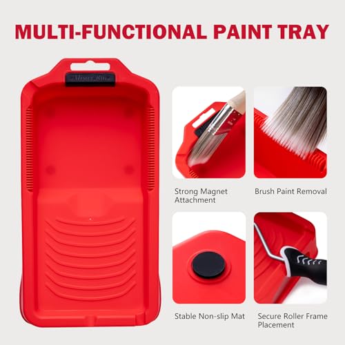 Mister Rui 4 Inch Foam Paint Roller Kit with Tray, Liners & Brush