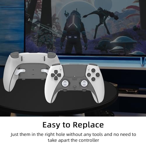 Mcbazel 10 in 1 Metal Thumbsticks Replacement for PS5 Edge Controller, 4 Back Paddles Triggers Buttons + 6 Metal Joystick Caps, Accessories Kit for PS5 - Silver