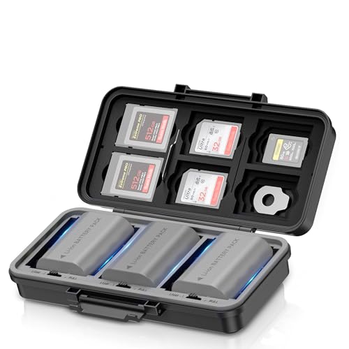 JJC Camera Battery & SD Memory Card Case Holder for Canon Nikon Sony DSLR - size: For Camera Battery x3