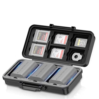 JJC Camera Battery & SD Memory Card Case Holder for Canon Nikon Sony DSLR - size: For Camera Battery x3