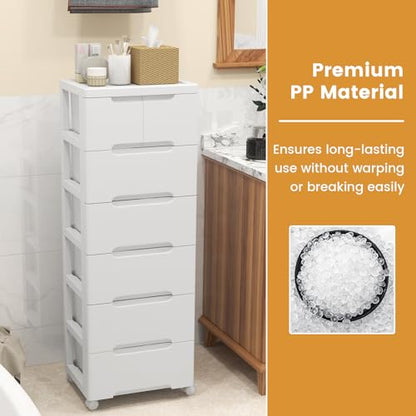 LOKO 7-Drawer Plastic Rolling Storage Cart (16"x13"x45") - size: 16”x13"x45” (7 Drawers)