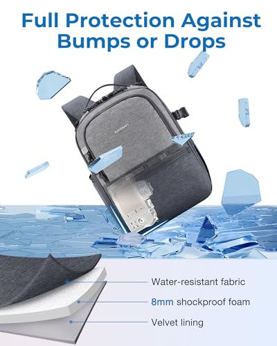 BAGSMART 2 in 1 Small Camera Backpack for DSLR, Fits 12.9" iPad, Gray - color: Gray