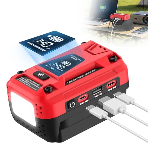 140W USB Battery Charger Compatible with Milwaukee 18V Battery - color: Red