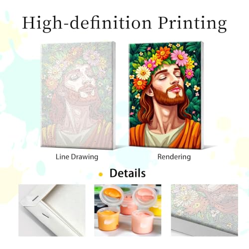 YOYA Framed Paint by Numbers Kit for Adults - Jesus Paint by Number - color: Jesus 040
