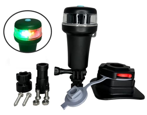 Pactrade Marine Navigation Lights for Boats LED - Red/Green Battery Powered Nav Lights for Boats - Adaptor & Surface Mounts (Curved), Swivel Base, 3-Mode Operation - 1NM Waterproof - style: Adaptor & Surface Mounts (Curved), Swivel Base