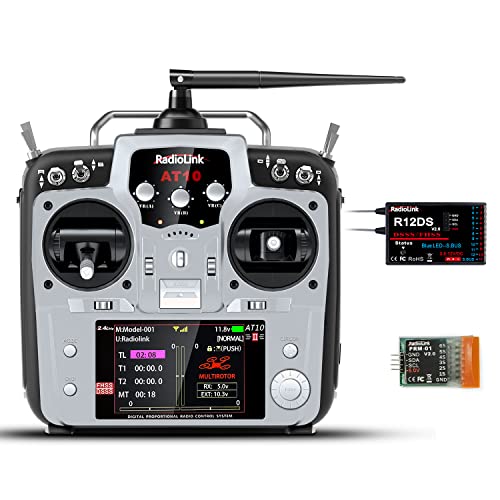 Radiolink AT10II 12CH 2.4G RC Transmitter and Receiver R12DS Grey - color: Grey