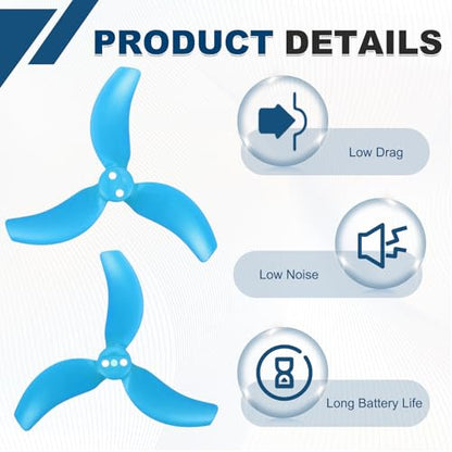 MECCANIXITY 2 Pair 3032S Propellers, Propeller Blades Low Noise Wings Quick Replacement Colorful Wing Blade Spare Part for Drone Handheld Quadcopter Drone Accessories, Blue - color: Blue