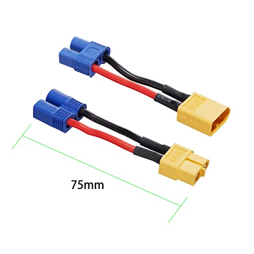 4 Pack XT60 to EC3 Adapter with 5CM 14AWG EC3 to XT60 Adapter - size: XT60-EC3