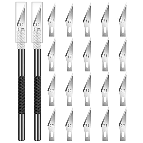 DIYSELF 2 Pack Exacto Knife Set, Aluminum Craft Knife with 20#11 Blades - color: Black (2 Pack)