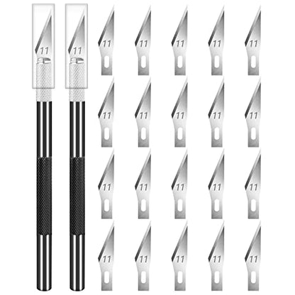 DIYSELF 2 Pack Exacto Knife Set, Aluminum Craft Knife with 20#11 Blades - color: Black (2 Pack)