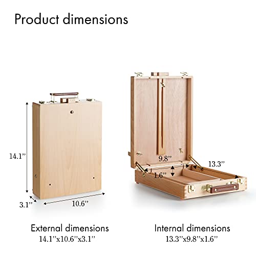 ARTIFY Adjustable Beechwood Tabletop Painting Easel, Wooden Sketch Box Easel, Desktop Artist Easel for Drawing (Easel Box) - style: Tabletop Easel