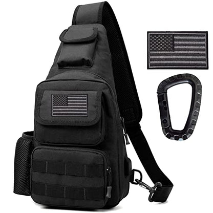 Tactical Shoulder Bag - 1000D Molle Military Backpack Outdoor Daypack Chest Pack - color: Black