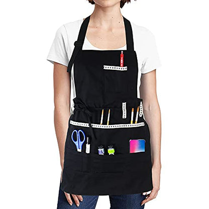 FreeNFond Artist Apron for Arts Women Men Canvas Painting Aprons - color: Black