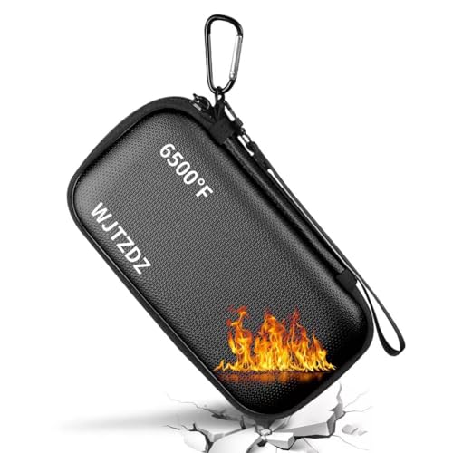 6500°F Fire-Resistant Hard Protective Travel Case,Waterproof Electronic Organizer for Anker/Jackery/RAVPower Power Bank with Fireproof Zipper,Shockproof EVA Carrying Case for Cell Phones/Earbuds - color: Black, size: Small Size