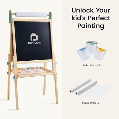 Tiny Land Wooden Easel for Kids, Art Easel with Chalkboard & Whiteboard - color: Pink