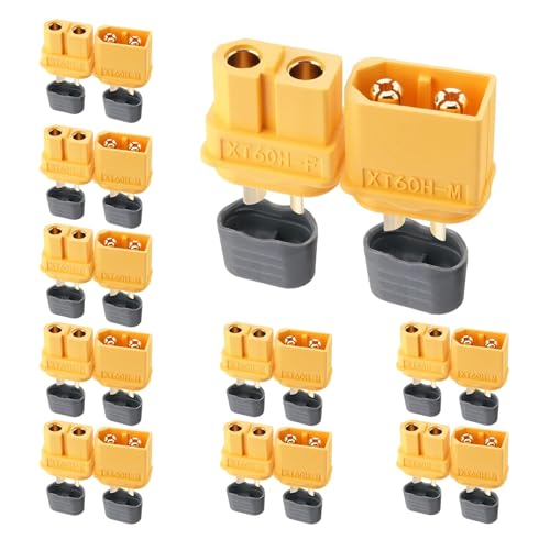 ELFCULB 10 Pairs Amass XT60H Connectors for FPV Drones and RC Models - color: 10 Pairs XT60H (Yellow)