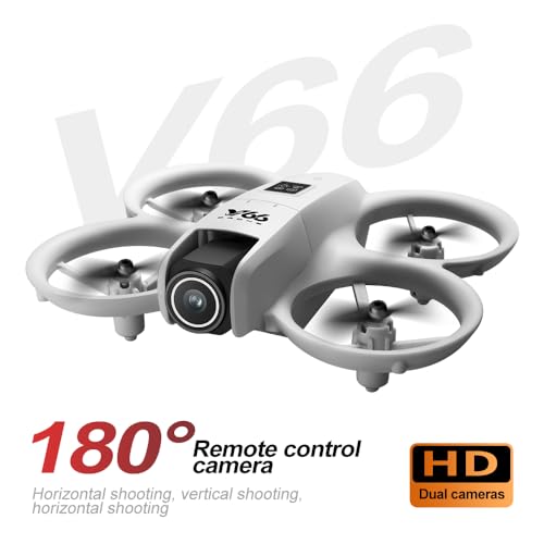 Mini Drone with Dual Camera and Propeller Guards, RC Helicopter Quadcopter - color: White