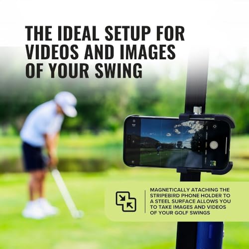 Stripebird PRO Magnetic Golf Cart Phone Holder & Caddy, N52 Magnets - color: Black