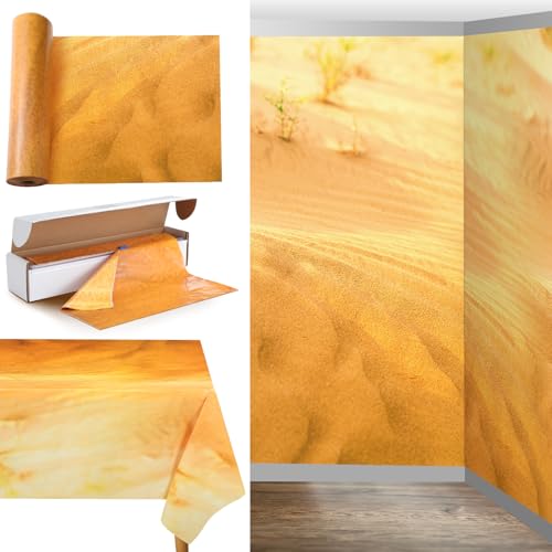 Oudain 54 Inch x 100 ft Desert Sand Tablecloth Roll with Cutter Box - style: Gradient Gold