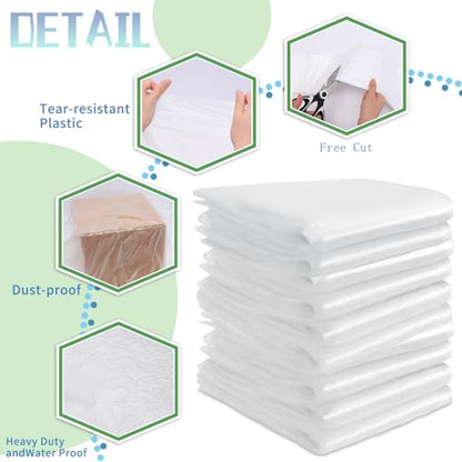 30 Pieces Plastic Drop Cloth, Plastic Drop Sheets, 9x12 Ft, Clear