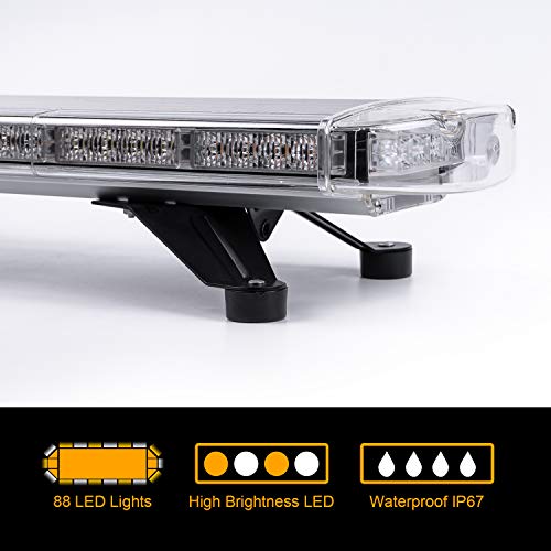 ASPL 47" 88 LED High Intensity Low Profile Roof Top Strobe Light Bar Emergency Warning Strobe Lights for Tow Truck Construction Vehicles (Amber/White) - color: Amber/White