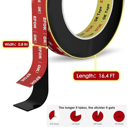 EFOK 10 Packs Double Sided Tape Heavy Duty Mounting Tape 0.8 in X 16.4 Ft