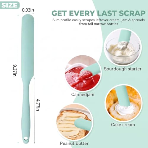 5Pcs Silicone Jar Spatulas Set, Non-Stick Heat Resistant Jam Spreader, Heat Resistant 572°F, Food-grade Cream Spatulas, Flexible Kitchen Scraper Tools for Mixing, Baking, and Cooking