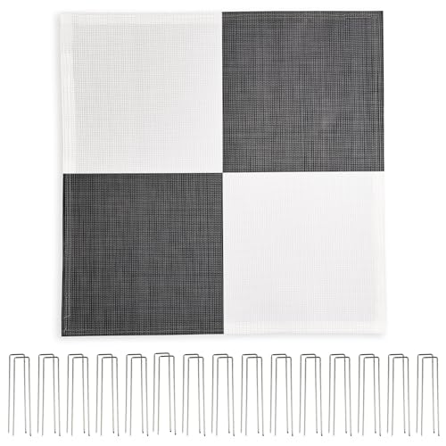 Sky High Bull's-Eye (24"x24") Degradable Drone Ground Control Point GCP with 30 Staples (Black/White Checkerboard) | Aerial Targets for Drone Mapping & Surveying | Compatible with DroneDeploy & Pix4D - size: 24in Burlap Checkerboard (6)