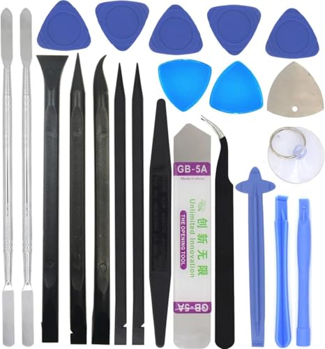 22-in-1 Precision Electronics Repair Opening Pry Tools Kit - Metal & Plastic Spudger, ESD Tweezers & Ultra-Thin Disassembly Scraper Set for iPhone, iPad, Laptop, Xbox, Switch, Game Console