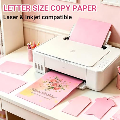 8.5x11 Inches Colored Copy Paper, 600-Sheets Pastel Pink Printer Paper - color: Pink