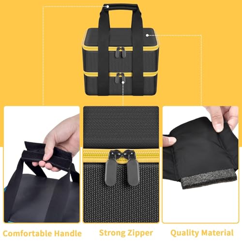 Double-Layer Battery Bag for Dewalt 20V Batteries & Charger, Yellow - color: Yellow