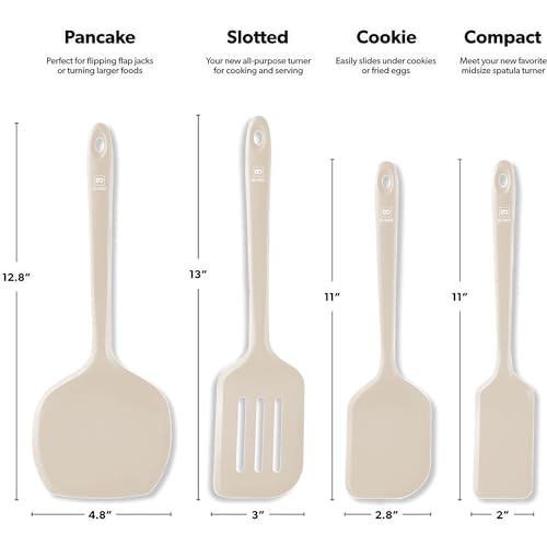 DI ORO Silicone Turner Spatula Set - 600F Heat Resistant, 4-Pc Clay - color: Clay