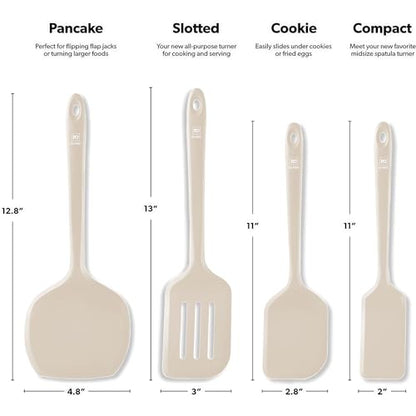 DI ORO Silicone Turner Spatula Set - 600F Heat Resistant, 4-Pc Clay - color: Clay