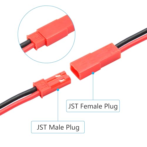 XT60 Connector Adapter with JST Plug 3", 20AWG Cable, Gold-Plated Plug - style: XT60 Male to Female Connector with JST (Male) - 3Pcs