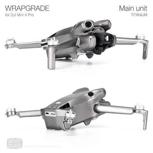 WRAPGRADE Skin Stickers Compatible with DJI Mini 4 Pro | Full Wrap (Titanium) - color: Titanium