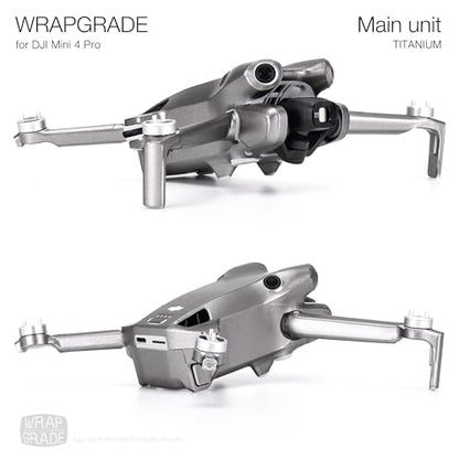 WRAPGRADE Skin Stickers Compatible with DJI Mini 4 Pro | Full Wrap (Titanium) - color: Titanium