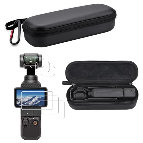 Portable Bag case Screen Protector for DJI Osmo Pocket 3，Hard Surface Waterproof Carrying acse Lcd Lens Anti-scratch Tempered Glass Protective Film (Black) - color: Black