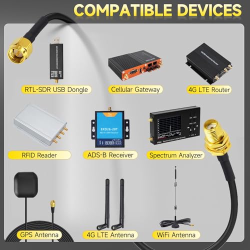 Superbat SMA Male to SMA Female Bulkhead Cable 10ft 50 Ohm Coax Cable - size: 10ft
