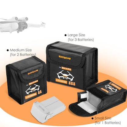 CAPART Battery Safe Bag for DJI Mini 4 Pro/Mini 3 / Mini 3 Pro Drone Storage Bag Fireproof Safety Charging Bag (Large*1pc) - size: Large*1pc