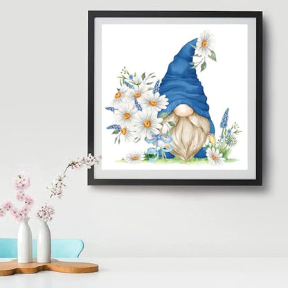 Tiwabb 4 Pack Gnome Flower Stamped Cross Stitch Kits for Adults Beginners - color: 4 Pack Gnome13.8x13.8-12x16in