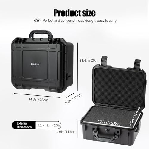 small Hard case Waterproof Hard Case with DIY Customizable Foam Insert Portable Protective for Camera Drones Equipments Tools Test Instruments 14.2''x11.4''x6.3'' - color: 14.2''x11.4''x6.3''