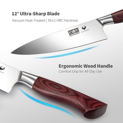 HOSHANHO 7PCS Kitchen Knife Set with Block, Sharp Chef Knives & Sharpener - size: 7 Pieces Knife Set