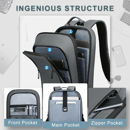 hk Backpack for Men Business Slim Laptop Bag - color: Dark Grey, size: 15.6 Inch