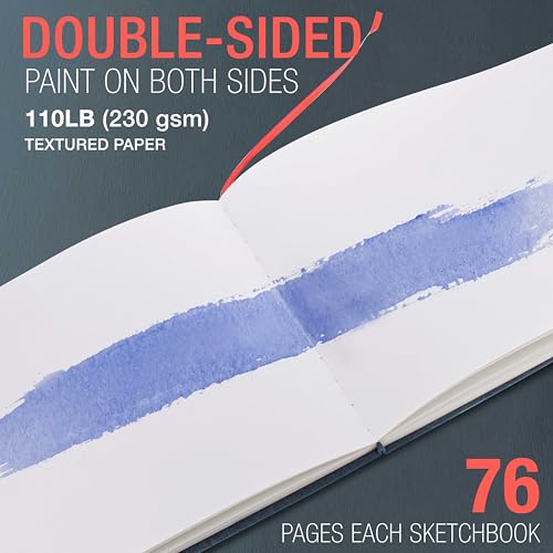U.S. Art Supply 9" x 12" Watercolor Book (2 Pack, 76 Sheets Each) - size: 9-x-12-inch